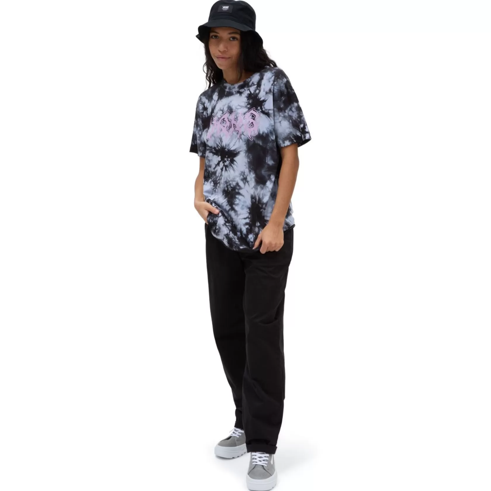 Vans Camisetas<Camiseta De Corte Extragrande Manic Type Negro, Purpura