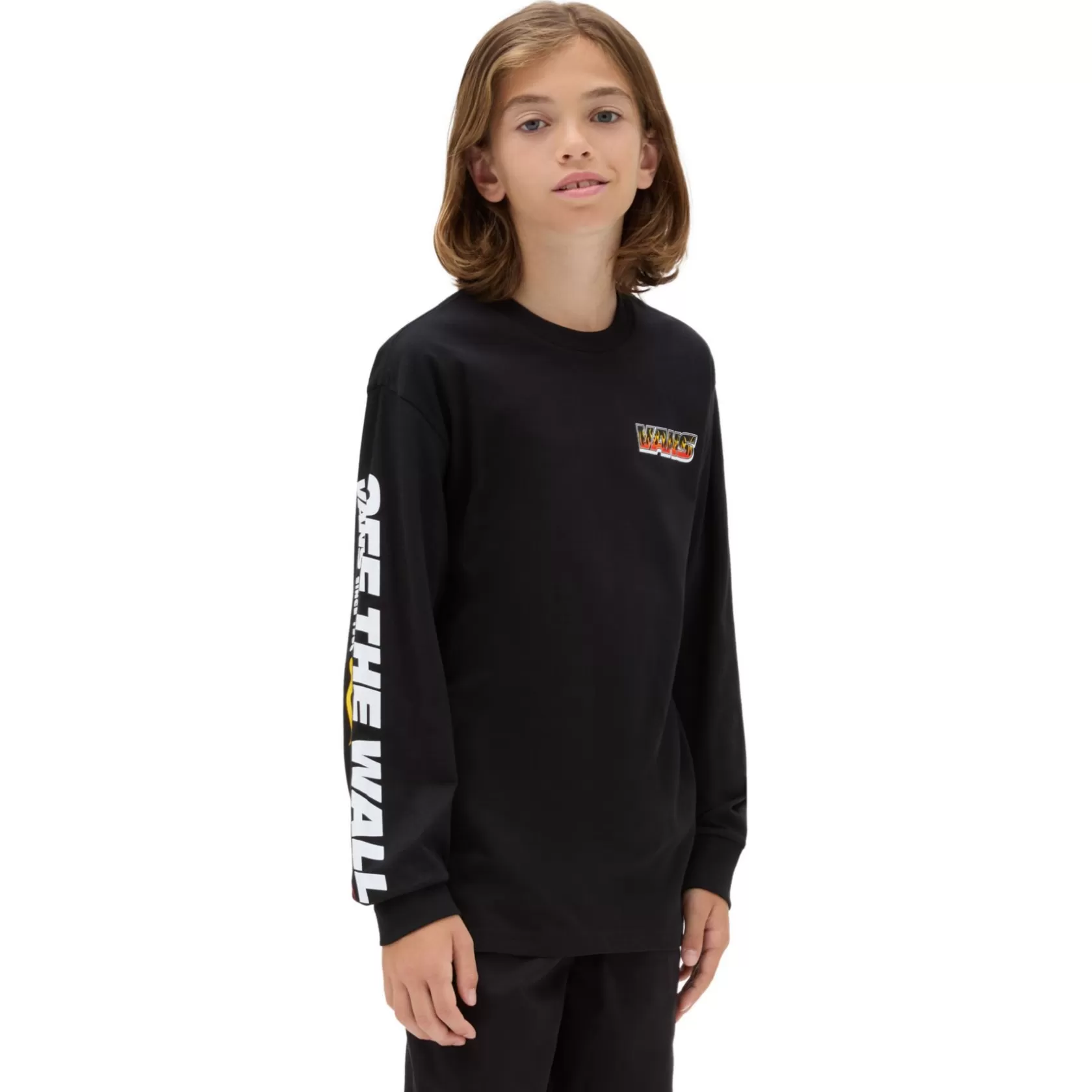 Vans Ropa Para Chicos (8-14 Años)<Camiseta De Manga Larga Up In Flames De Niños (8-14 Anos) Negro