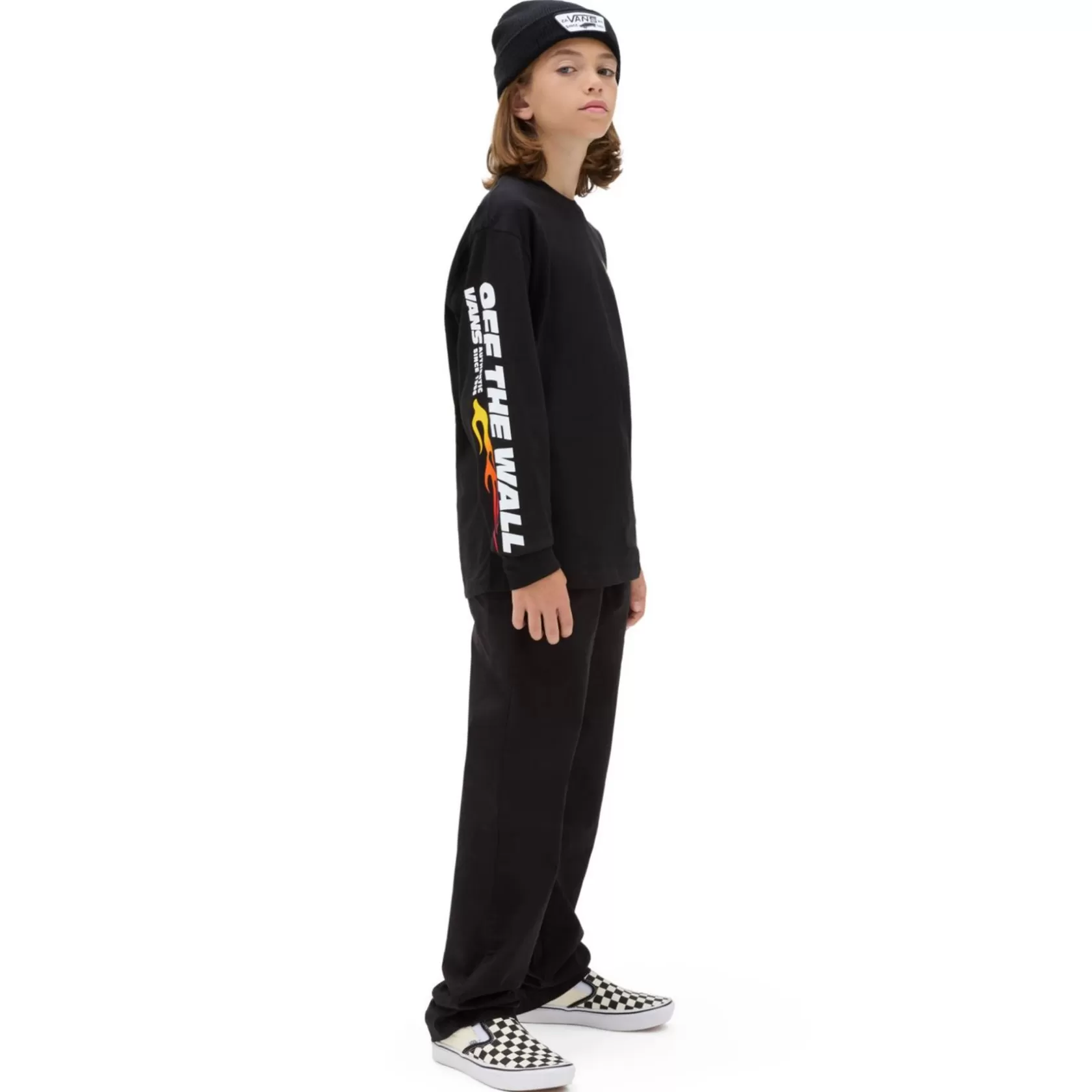 Vans Ropa Para Chicos (8-14 Años)<Camiseta De Manga Larga Up In Flames De Niños (8-14 Anos) Negro