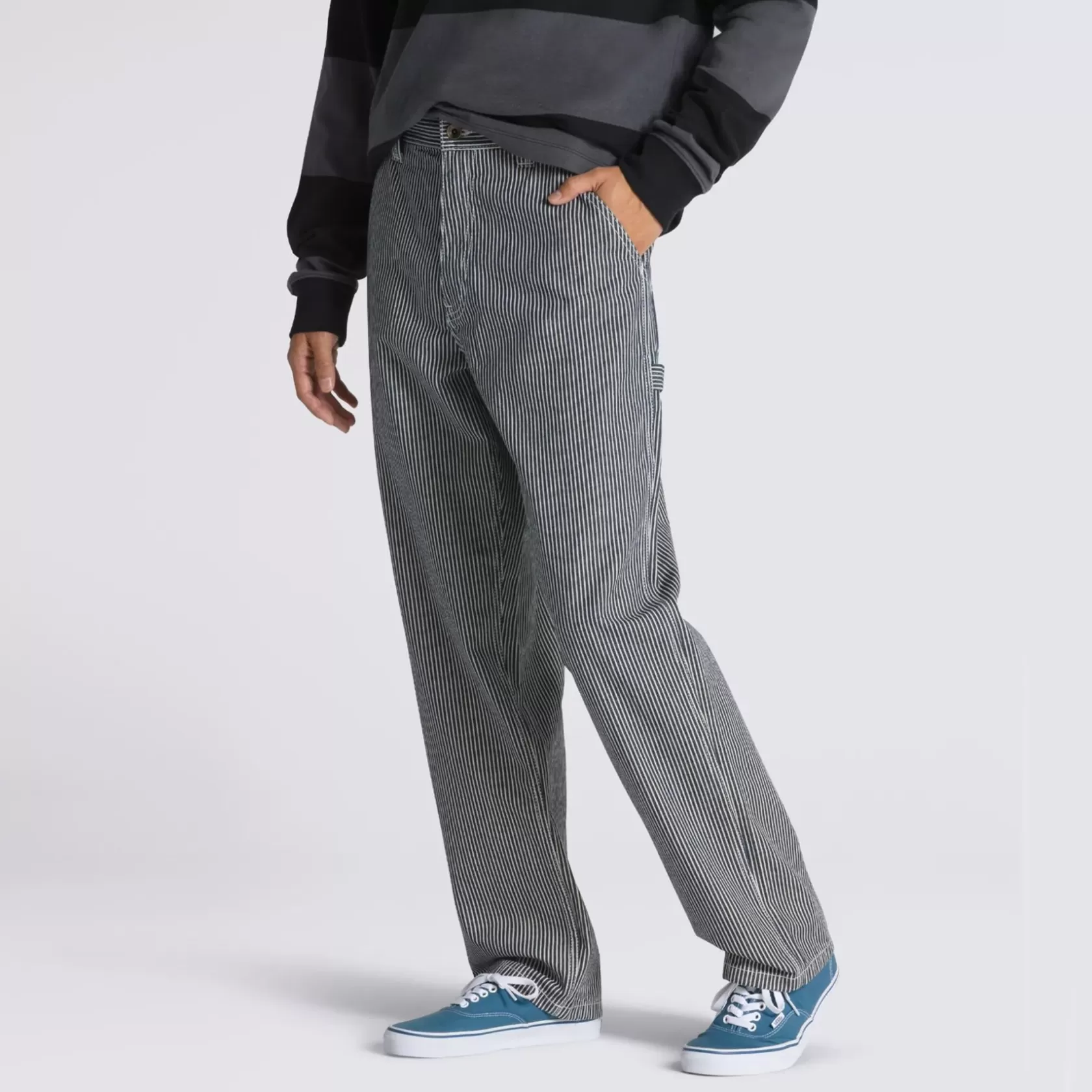 Vans Pantalones Y Vaqueros<Pantalones De Carpintero A Rayas Hickory Drill Chore De Corte Holgado Y Conico Azul
