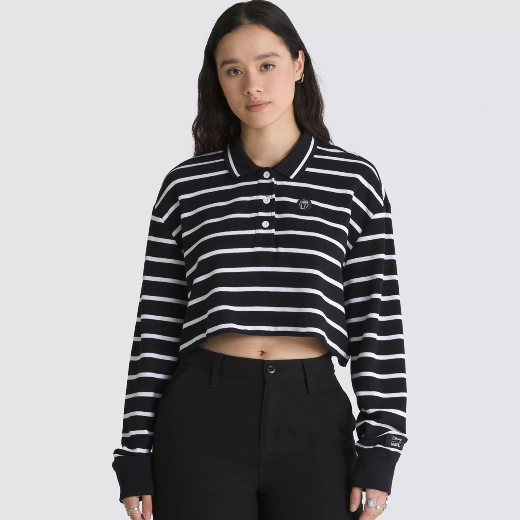 Vans Camisetas<Polo Bad Apple Long Sleeve Crop Rugby Disney X Negro