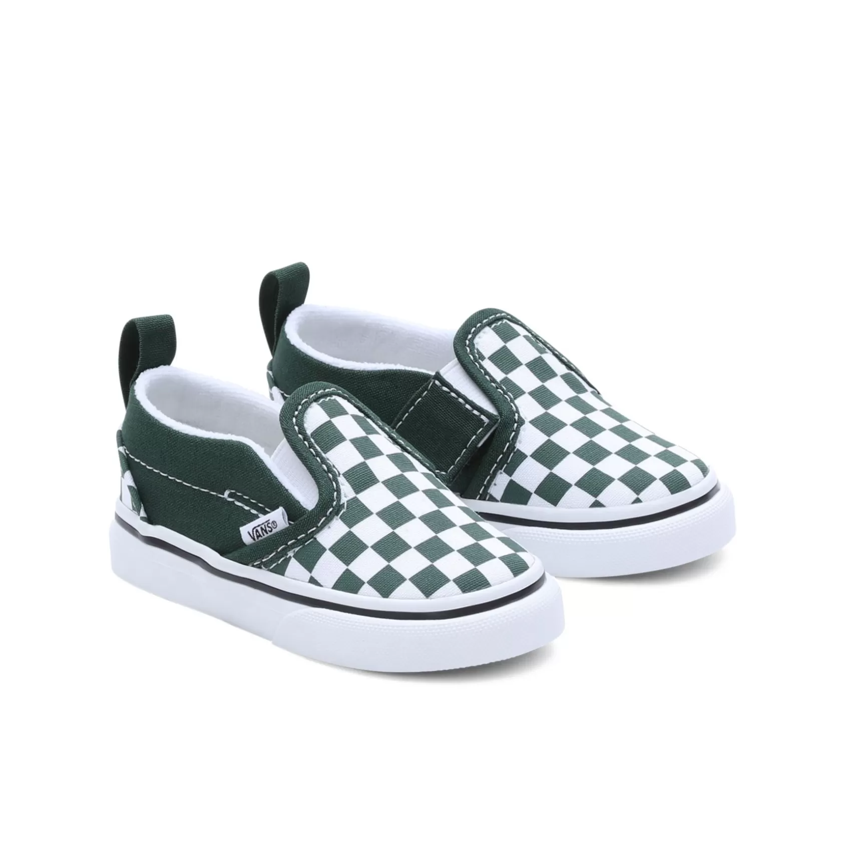 Vans Easy On, Easy Off<Zapatillas De Bebe Checkerboard Slip-On Con Cierre Adherente (1-4 Anos) Verde