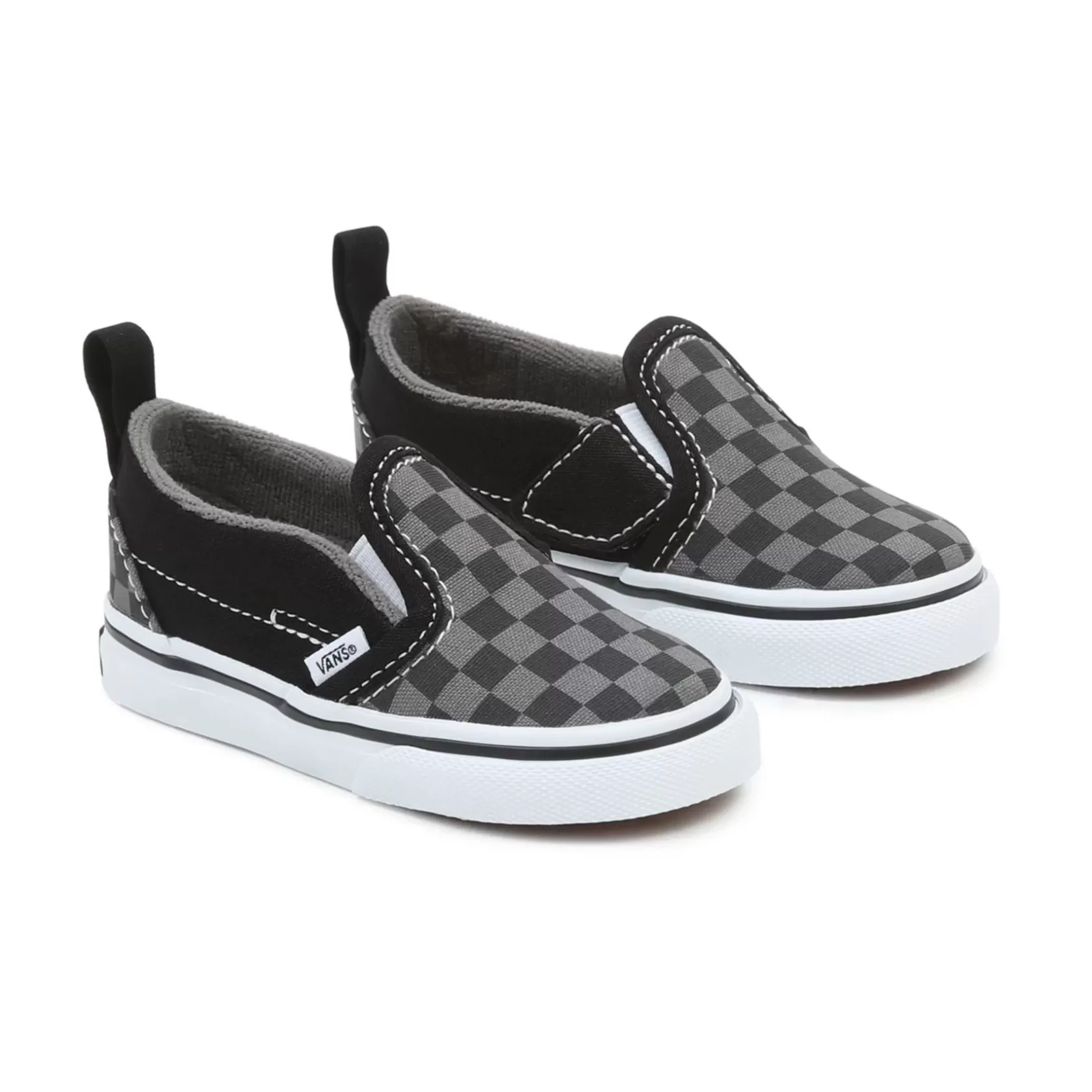 Vans Classics<Zapatillas De Bebe Con Cierre Adherente Checkerboard Slip-On Con (1-4 Anos) Negro, Gris