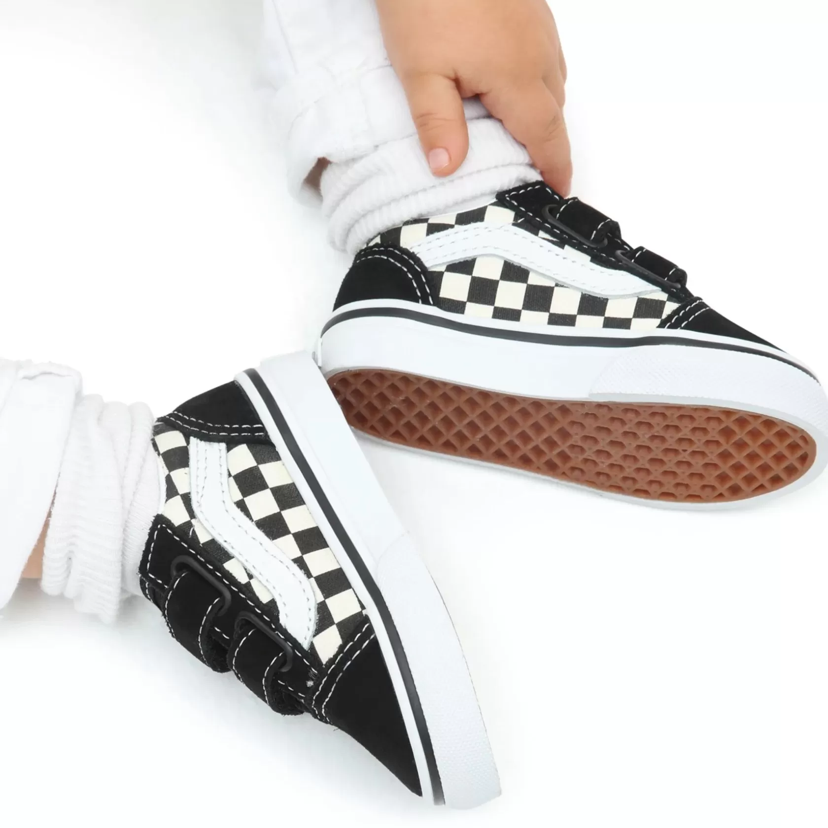 Vans Easy On, Easy Off<Zapatillas De Bebe Con Cierre Adherente Primary Check Old Skool Con Cierre De (1-4 Anos) Negro, Blanco