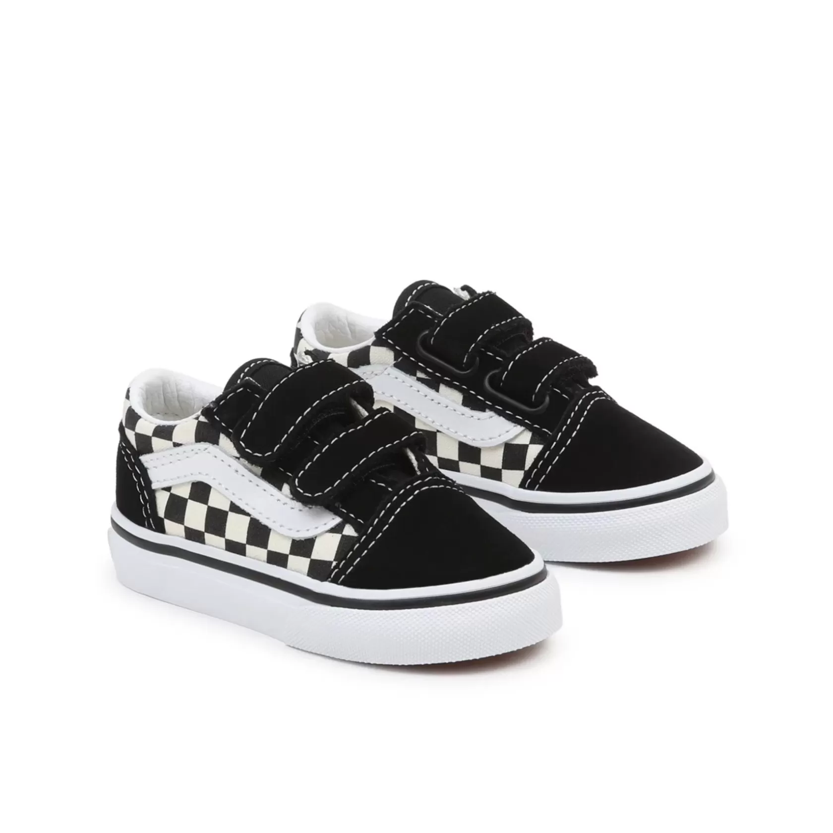 Vans Easy On, Easy Off<Zapatillas De Bebe Con Cierre Adherente Primary Check Old Skool Con Cierre De (1-4 Anos) Negro, Blanco