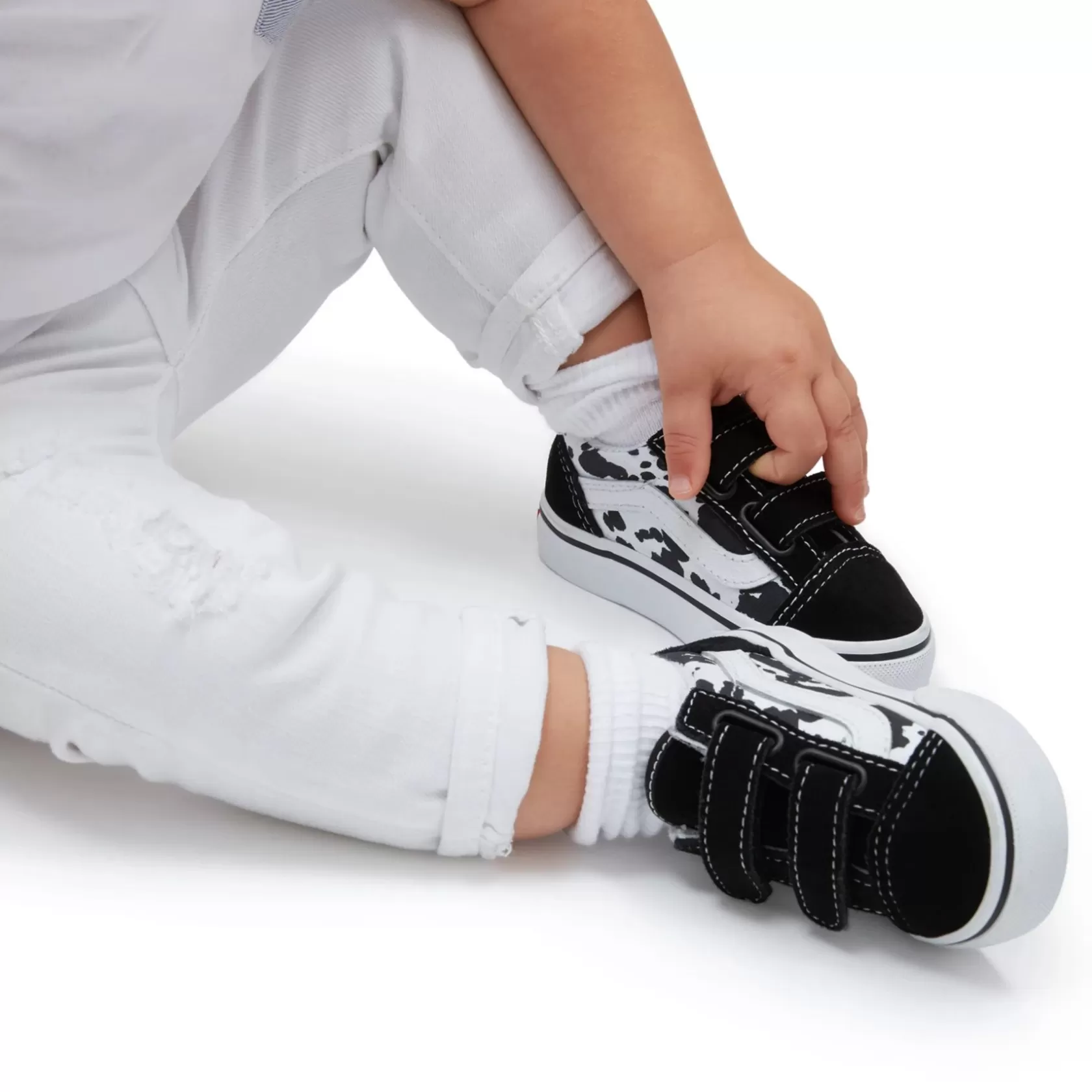 Vans Easy On, Easy Off<Zapatillas De Bebe Cow Old Skool Hook And Loop (1-4 Anos) Negro